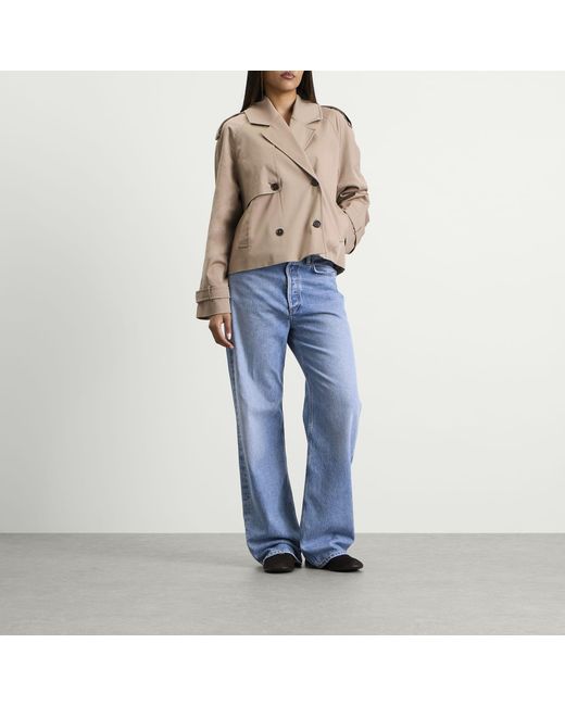 Anine Bing Natural Rickie Cropped Trench Coat