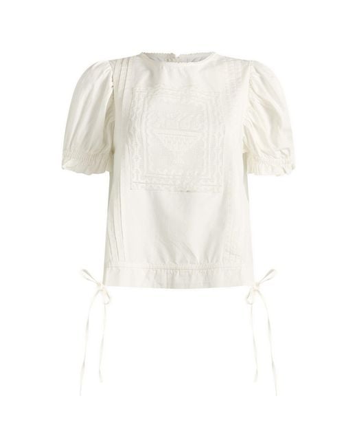 Damson Madder White Mabel Lace Insert Blouse