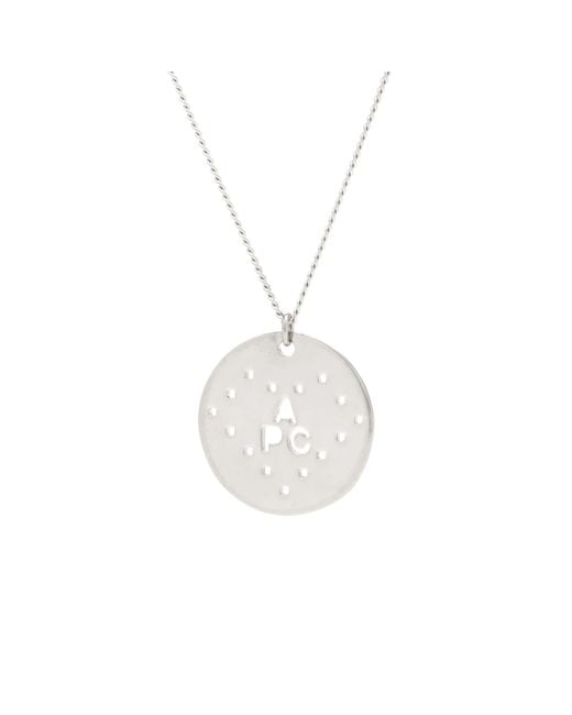 A.P.C. Metallic Eloi Perforated Logo Necklace for men