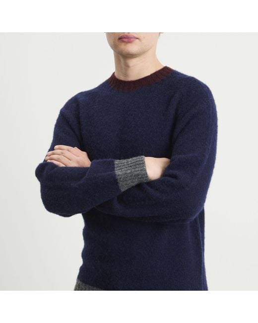 Howlin' By Morrison Blue Howlin' Captain Harry Contrast Trim Jumper for men