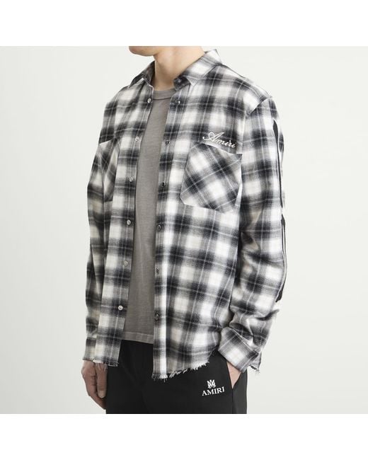 Amiri Gray Bones Flannel Overshirt for men