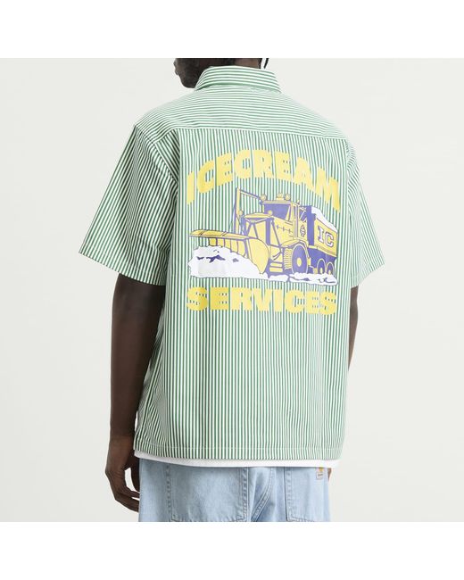 ICECREAM Green Ic Services Quarter Zip Work Shirt for men