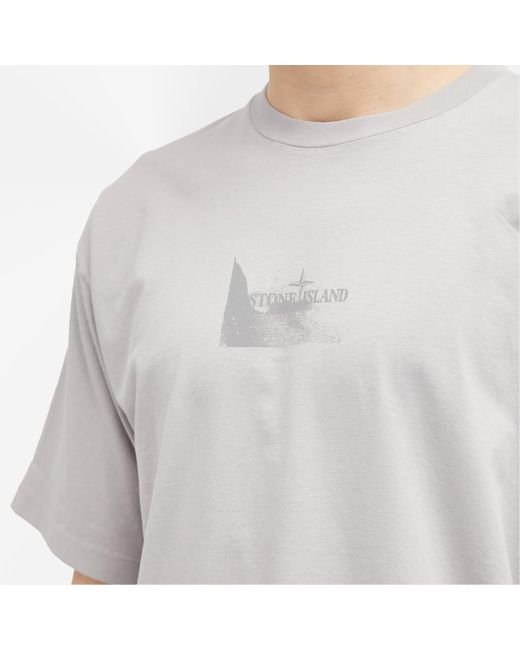 Stone Island White Reflective Badge Print T-Shirt for men