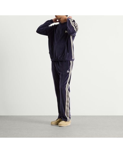 Needles Blue Velour Track Hoodie for men
