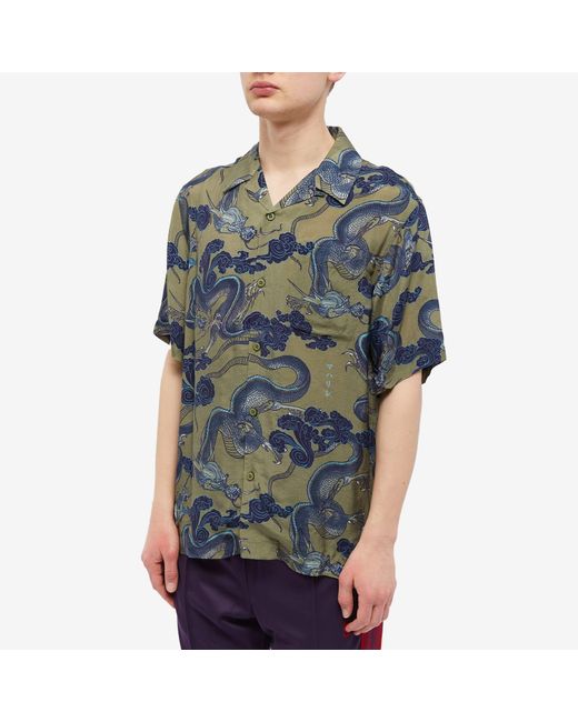Maharishi Blue Cloud Dragon Vacation Shirt for men
