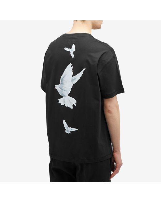 3.PARADIS Black Flying Doves T-Shirt for men