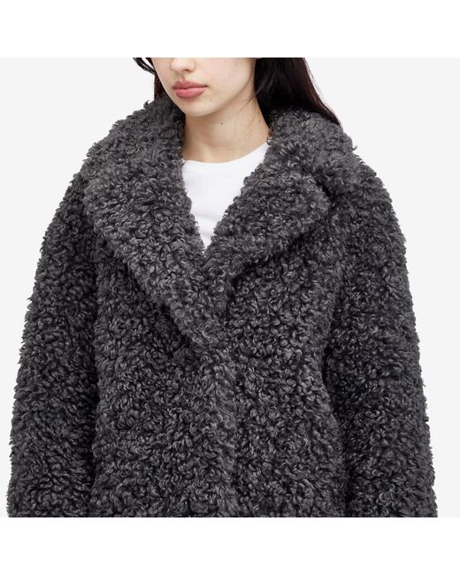 Stand Studio Black Midi Faux Fur Coat