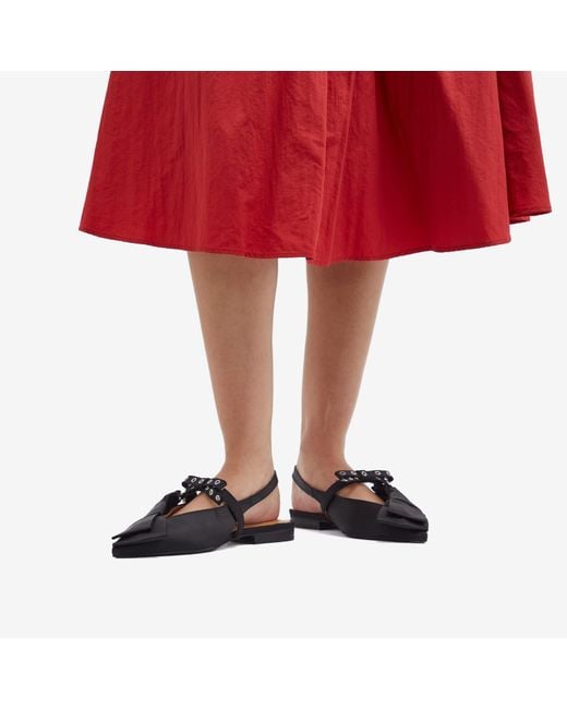 Ganni Black Big Bow Slingback Ballerina