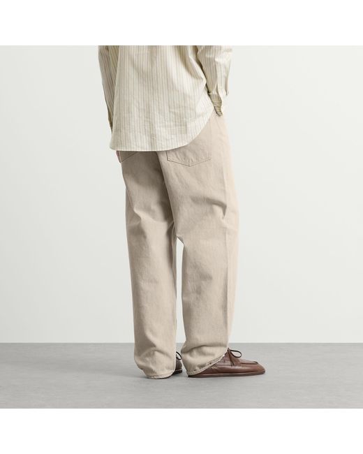 Auralee Natural Faded Hard Twist Denim Wide Pants for men