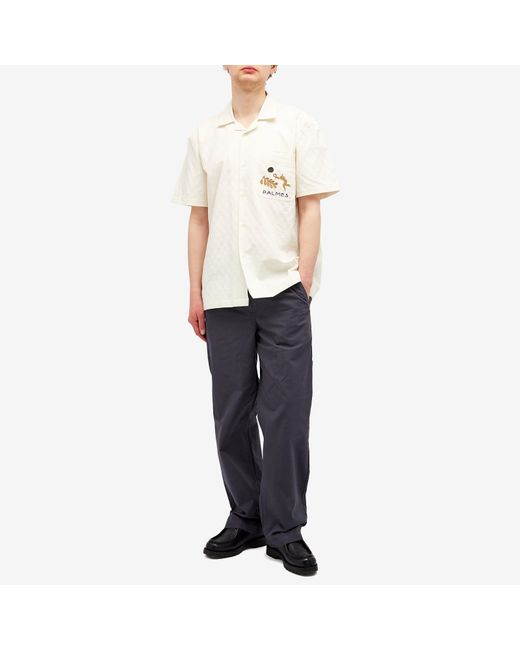 Palmes White Garden Short Sleeve Shirt for men