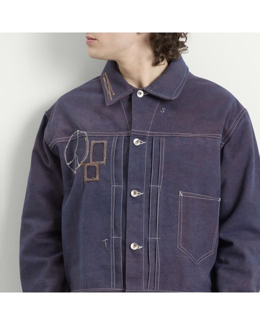 STORY mfg. Blue Hand Applique Friday Jacket for men
