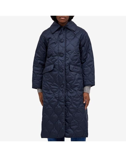 Barbour Blue X Alexa Chung Long Quilted Jacket