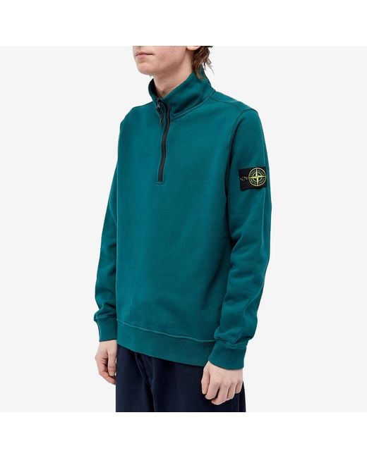 Stone Island Garment Dyed Half Zip Sweat in Green for Men | Lyst