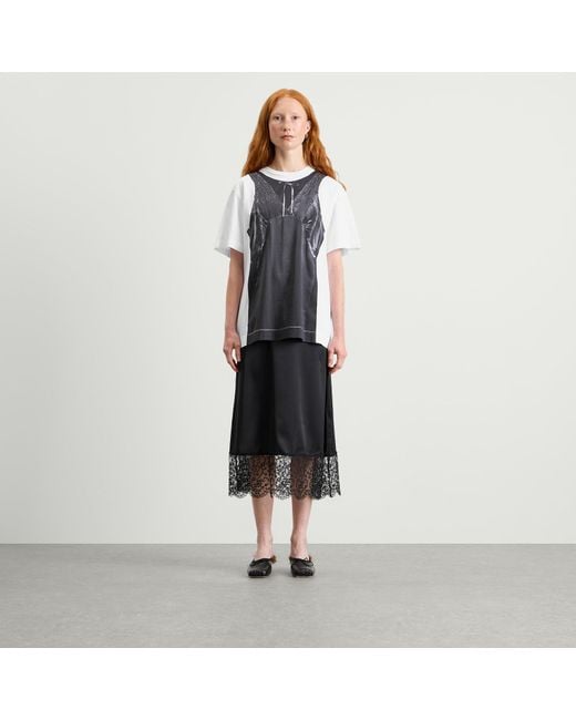 Simone Rocha Black Patchwork Satin Trompe L'Oeil Print T-Shirt