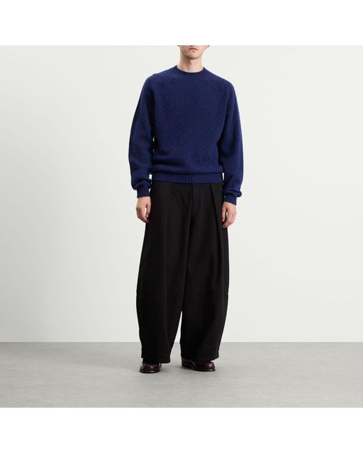 YMC Blue Suedehead Crew Neck Jumper for men