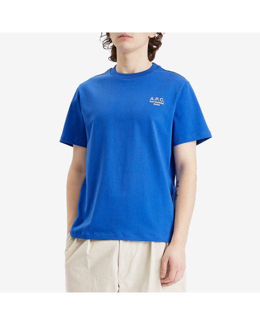 A.P.C. Blue Rue Madame Logo T-Shirt for men