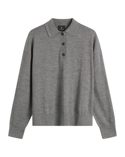 Anine Bing Gray Lee Polo Sweater