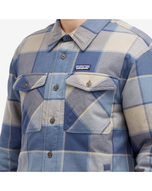 Patagonia Blue Insulated Fjord Flannel Shirt for men