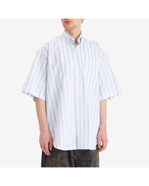 Vetements Blue Pinstripe Short Sleeve Shirt for men