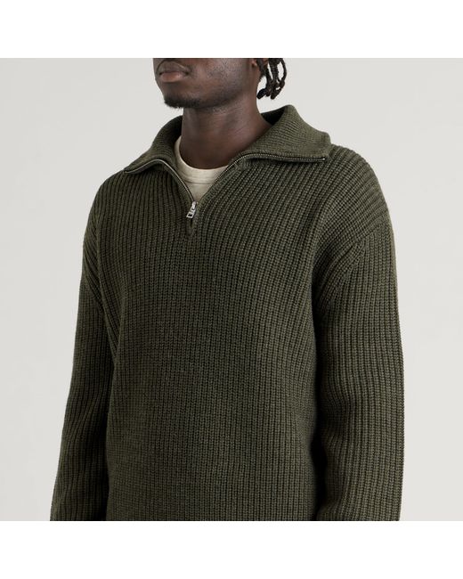 A.P.C. Green Daniel Quarter Zip Jumper for men