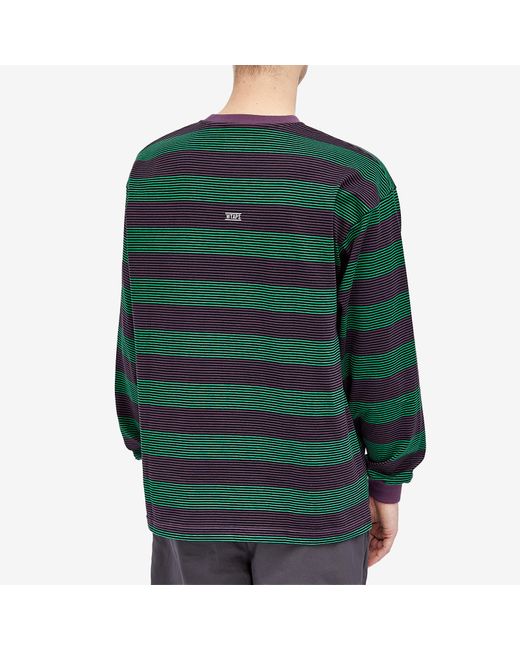 (w)taps Green Long Sleeve 15 Stripe T-Shirt for men
