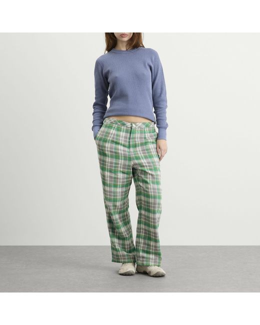 Beams Boy Green Work Check Easy Pants