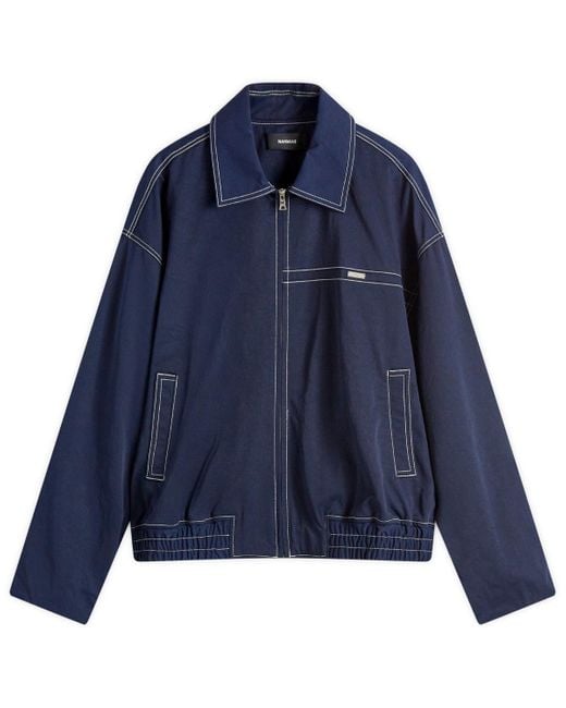 NAHMIAS Blue Tech Twill Bomber Jacket for men