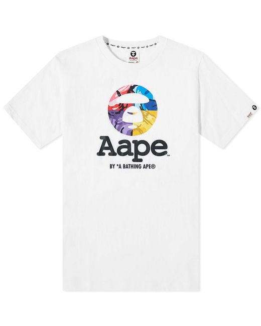 Aape White Multi Camo Moon Face T-shirt for men