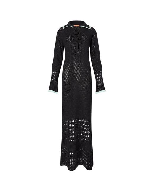 Kitri Black Delilah Mixed Crochet Knit Dress