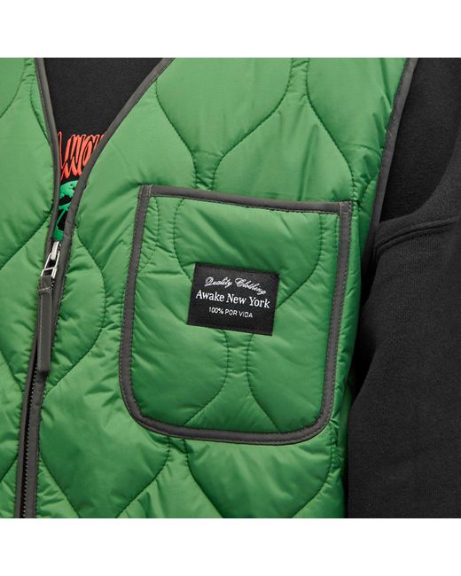 AWAKE NY Green Quilted Vest for men