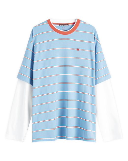 Acne Blue Eeve Stripe Double Sleeve T-Shirt for men