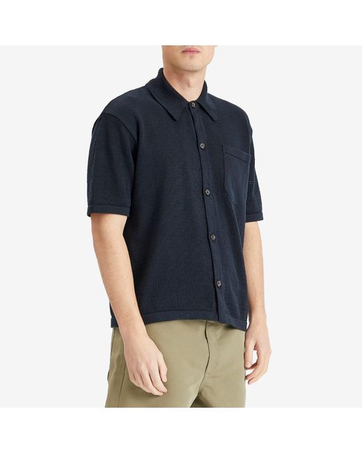 Oliver Spencer Blue Short Sleeve Mawes Knited Shirt for men