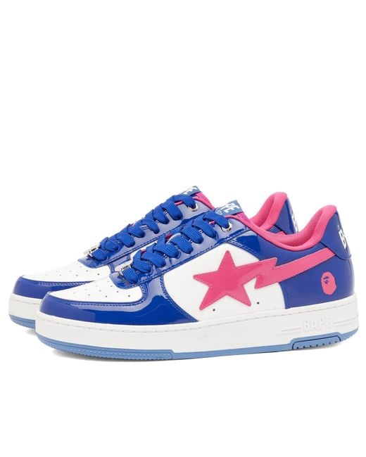A Bathing Ape Blue Patent Leather Bape Sta Sneaker for men