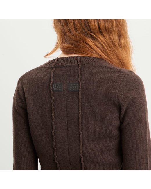 MM6 by Maison Margiela Brown V-Neck Knitted Jumper