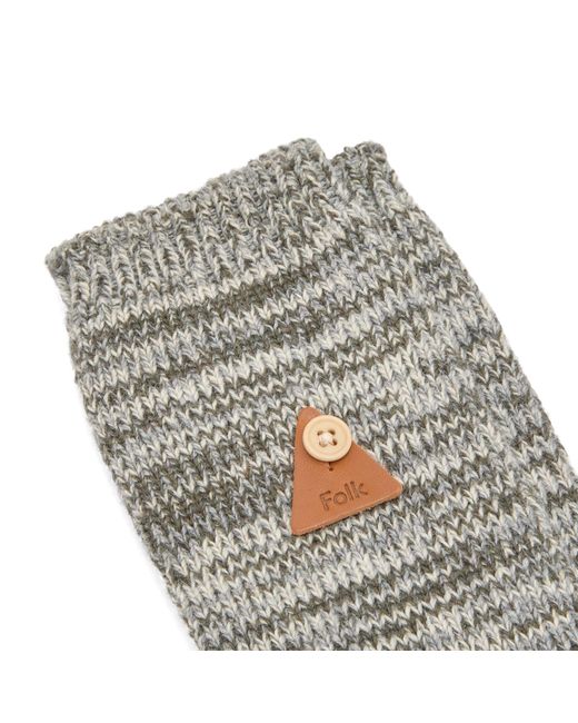 Folk Gray Wool Melange Socks for men