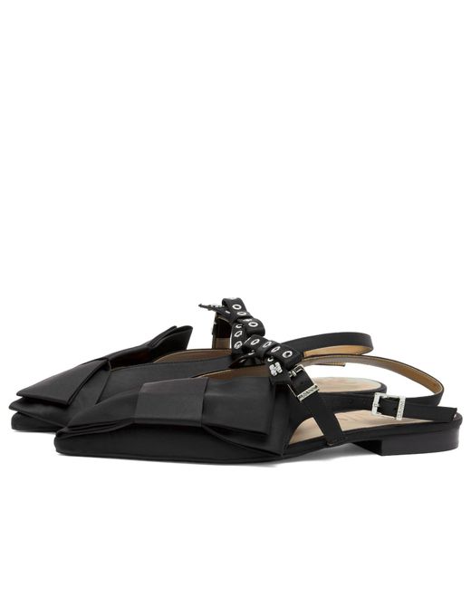 Ganni Black Big Bow Slingback Ballerina
