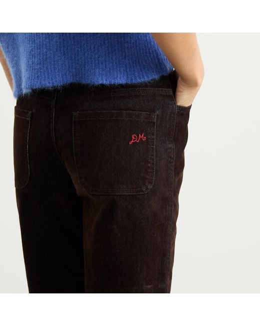 Damson Madder Black Drew Flocked Denim Jeans