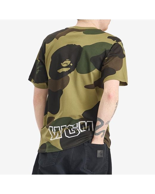 A Bathing Ape Green Giant 1St Camo Shark T-Shirt for men