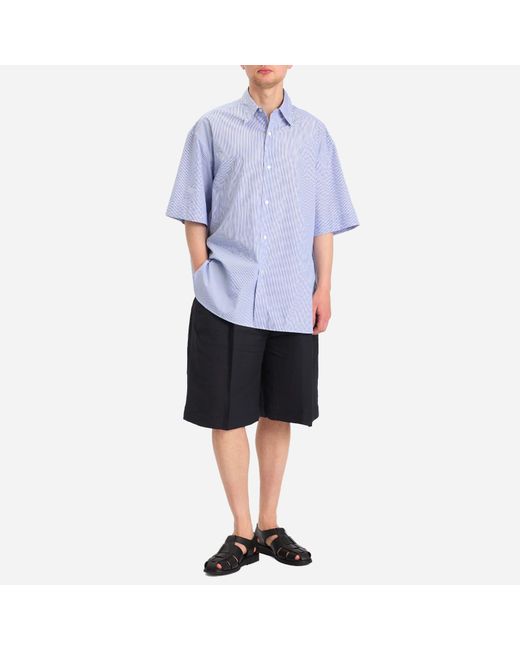 Studio Nicholson Blue Sorono Stripe Short Sleeve Shirt for men