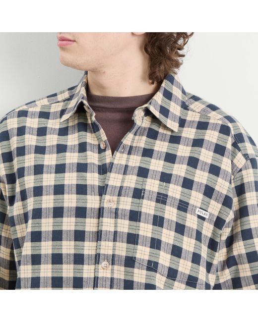 POLAR SKATE Gray Mitchell Check Shirt for men