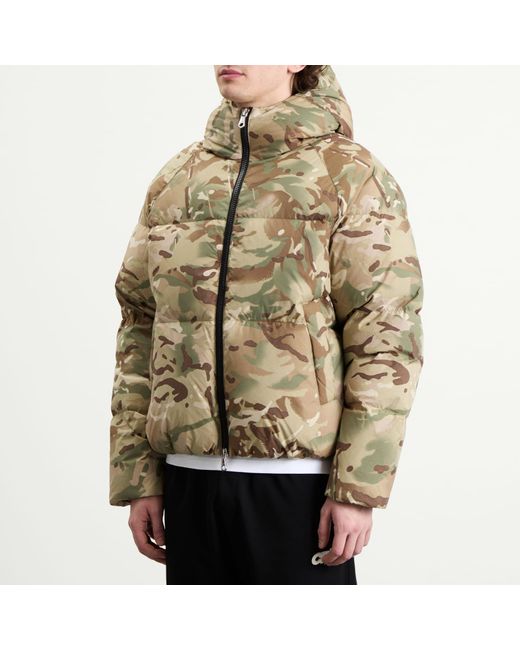 Cole Buxton Green Camo Hooded Down Jacket for men