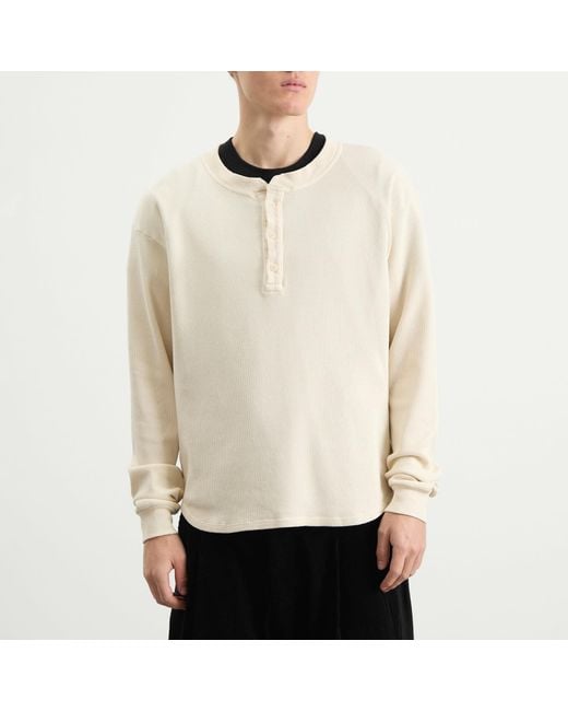 Les Tien White Thermal Baseball Henley for men