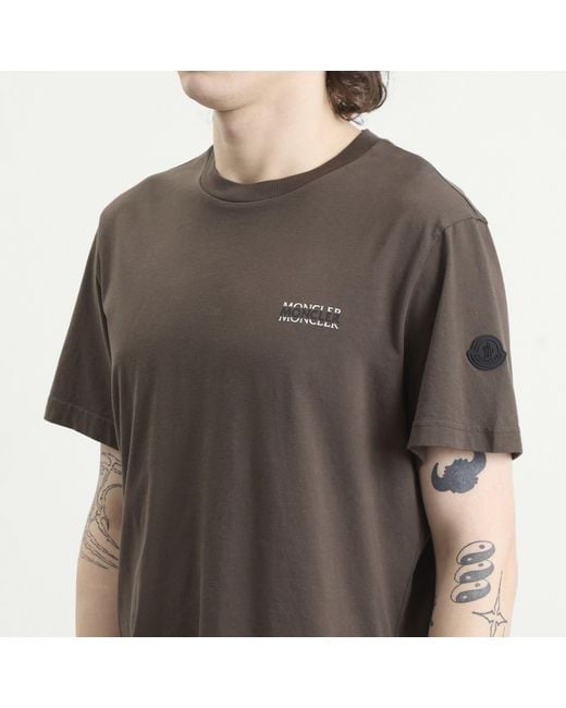 Moncler Brown Stripe Logo Short Sleeve T-Shirt for men