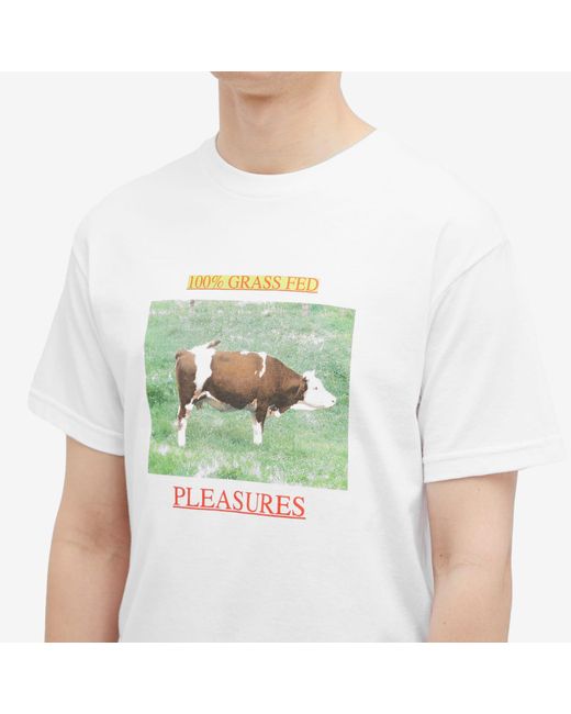 Pleasures White Grass Fed T-Shirt for men