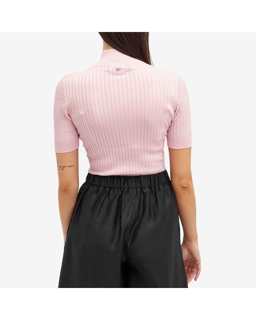 Versace Pink High Neck Knitted Top