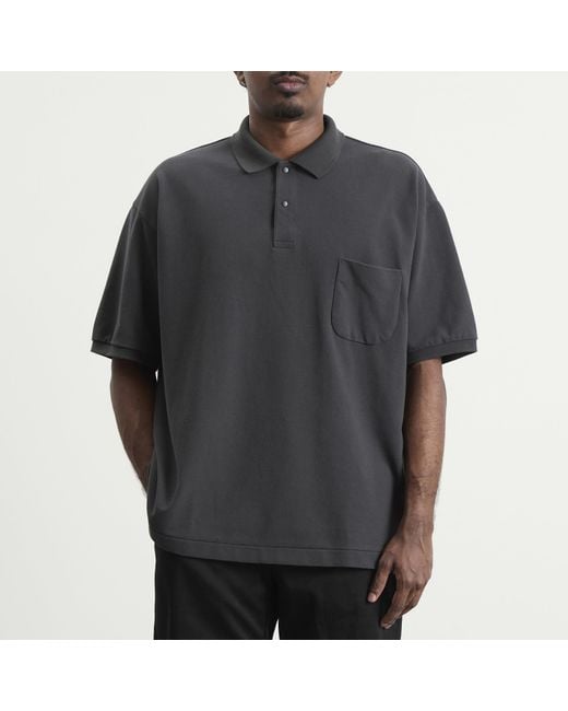 Nanamica Black Snap Polo Shirt for men