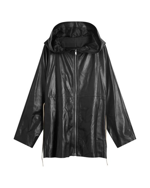 Rick Owens Black Zip Front Hooded Jacket