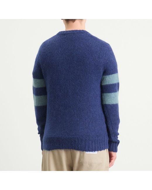 Fred Perry Blue Chunky Tipped Sleeve Alpaca Cardigan for men