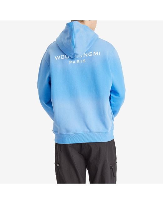 Wooyoungmi Blue Washed Back Logo Hoodie for men