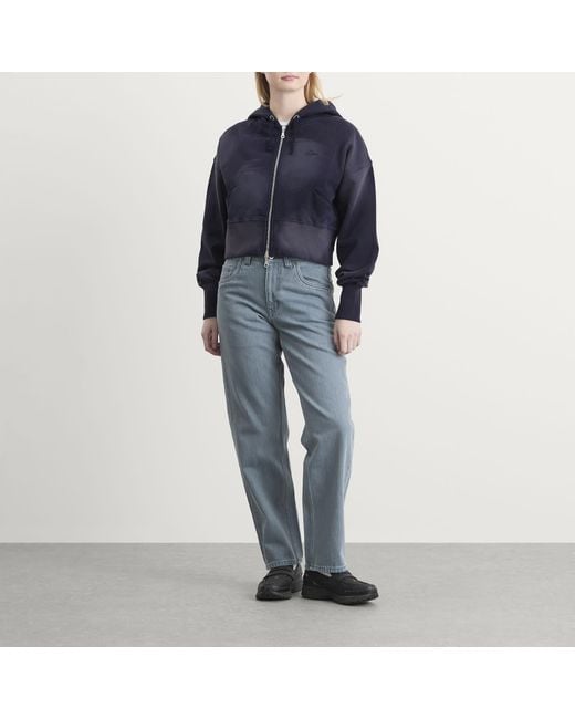 Dime Blue Crop Zip Hoodie